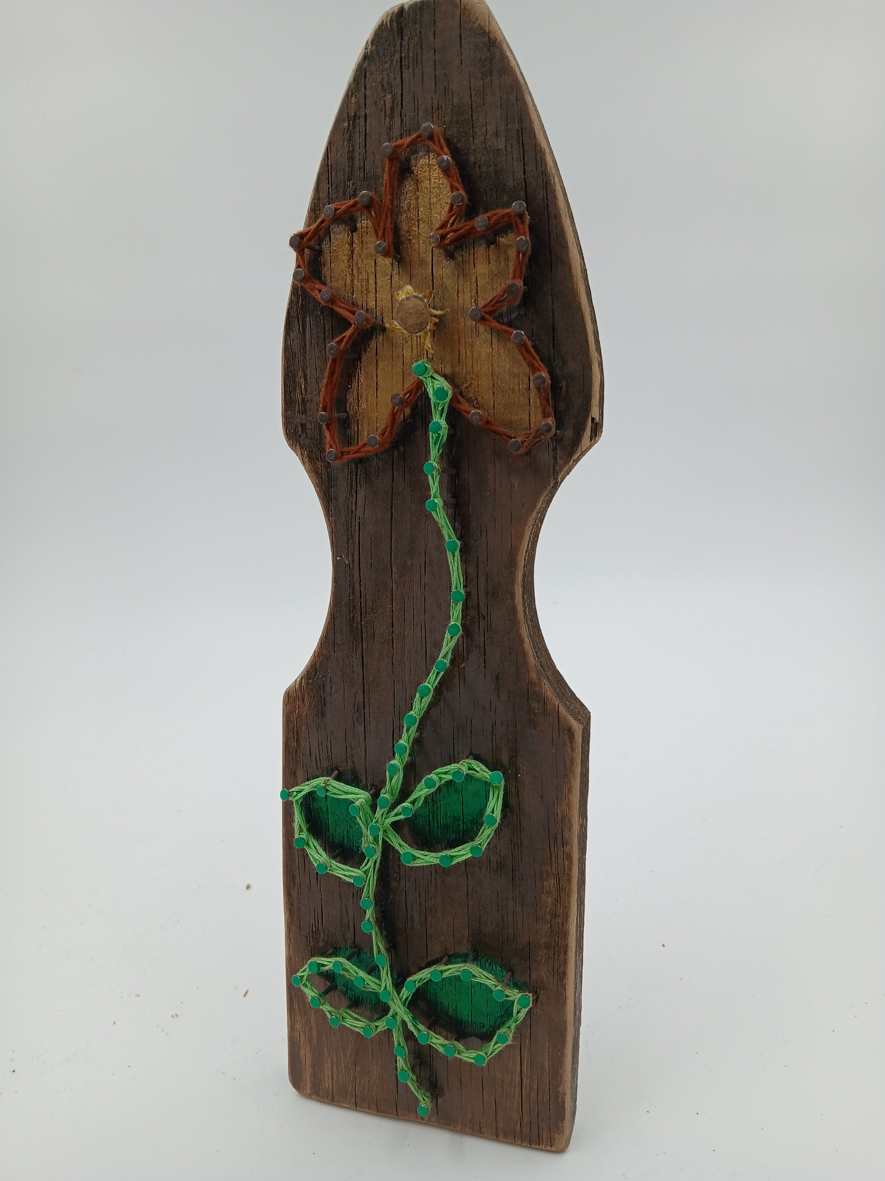 12" x 3.5" String Art Gold Flower Bottle Small Nails String Gardening Vintage Garden Collection Hand Made Gifts Mothers Grandmothers Aunts Sisters