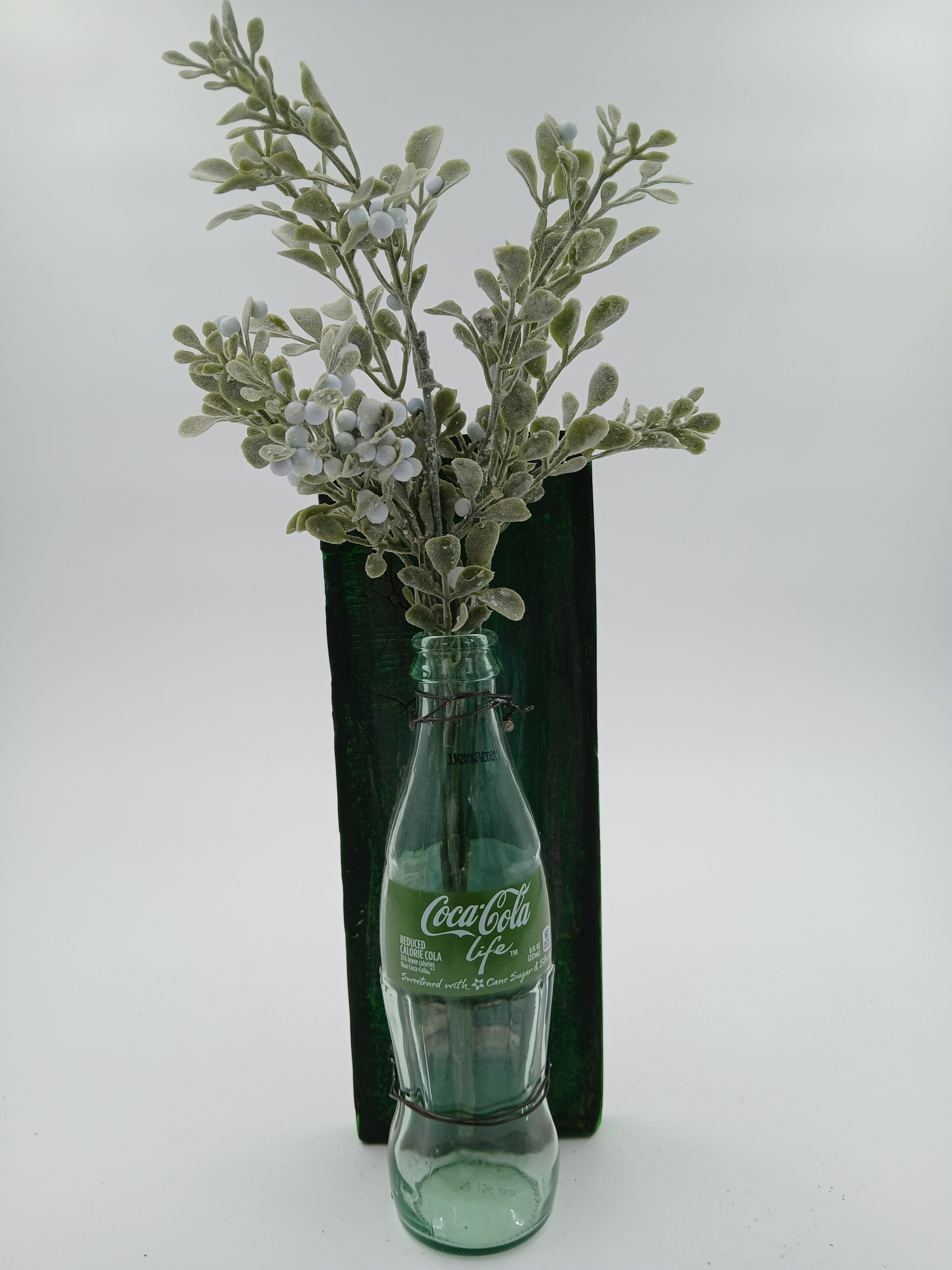 10" x 3.5" String Art Glass Coke a Cola Green Life Bottle w/ Flowers Small Nails String Gardening Vintage Garden Collection Hand Made Gifts Mothers Grandmothers Aunts Sisters